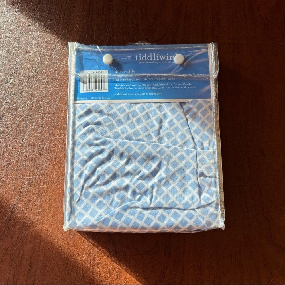 Tiddliwinks Diamond Pattern Dust Ruffle Blue White